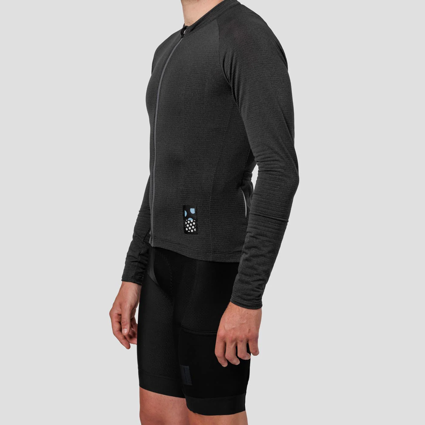 Men's Long Sleeve Micro Grid Jersey - Charcoal - Image 3